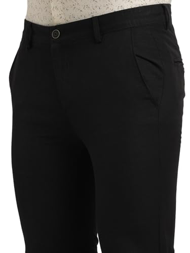Image of Turtle Men Cotton Linen Ultra Slim Fit Solid Black Casual Trouser