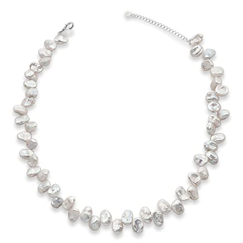 Collier perles de culture d'eau douce Keshi Baroque 9-10 mm collier noué simple