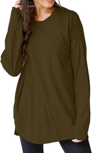 Wihion Women Oversized Long Sleeve T-Shirts Cotton Crewneck
