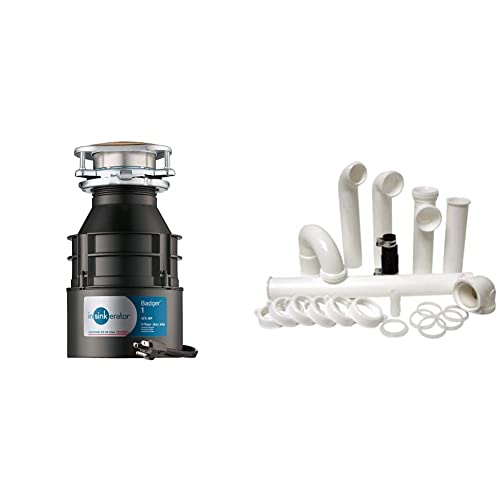 InSinkErator Garbage Disposal with Cord, Badger 1, 1/3 HP Continuous Feed & PF WaterWorks PF0989 Garbage Disposal Installation Kit, White - image 1