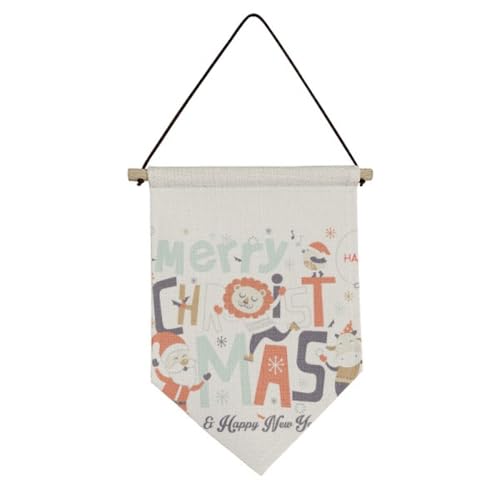 Drapeau en toile à suspendre motif sapin de Noël et renne pour décoration festive