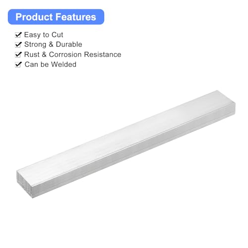 Image of uxcell Square Aluminum Flat Bar, 9 /16 inch Thick 1.2 inch Width 10 inch Length Square Aluminum Bar 6061 Aluminum Flat Plate, 15 x 30 x 254mm T6511 Solid New Mill Stock for Industrial Building