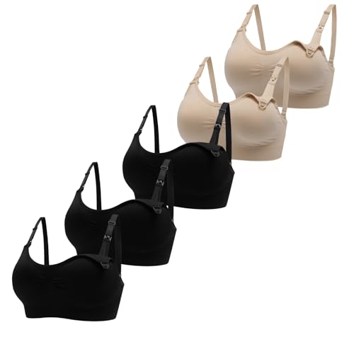 Image of Seamless Nursing Bra Women Maternity Sleep Bralette for Breastfeeding Pack of 5