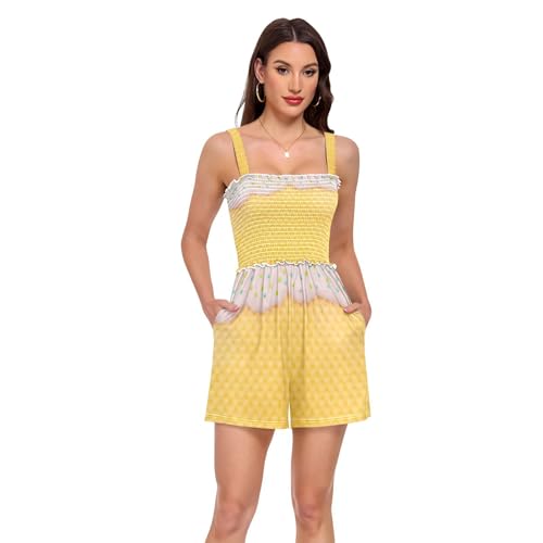 Combinaison cookies en maille respirante jaune d'été style décontracté