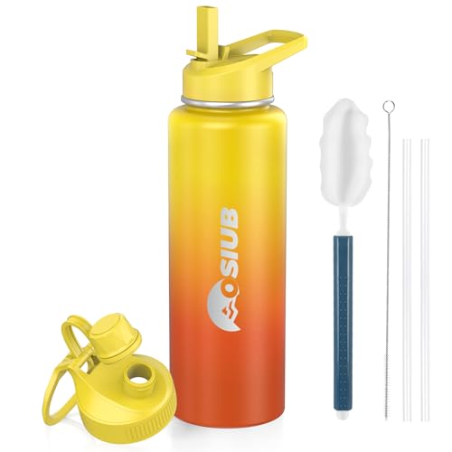 Insulated Water Bottle 40 oz, Triple Wall Vacuum Stainless Steel(Cold for 48 Hrs),Leak Proof & BPA-Free,Simple Modern Water Bottle with Drink-Through Lid & Flip Straw for Sports & Travel, Sunset