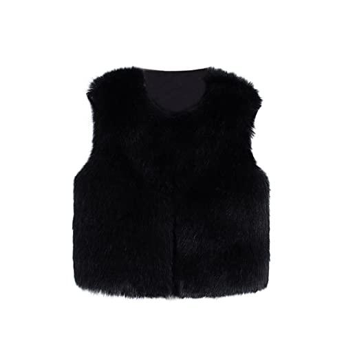Baby Girls Warm Faux 𝗙𝘂r Jacket Sleeveless Thicken Open Front 𝐅𝐥uffy Vest Coat Warm Windproof Outerwear