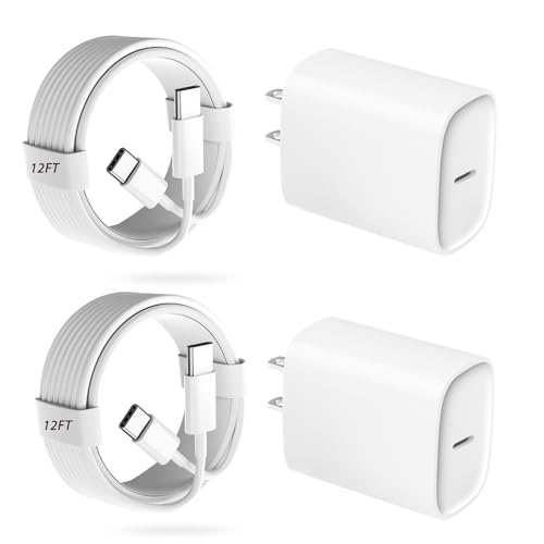 Image of Phone 17 16 15 Pro Charger Fast Charging, 20W USB C Fast Charger Block with 12FT Long Type C Chargers Fast Charging Cable Cord for Phone 17/17 Pro/17 Pro Max/Air/16 Pro Max/16 Pro/15Pro Max/Pro, S24