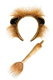 Conjunto de león para mujer shoperama Juego de accesorios para disfraz de león con orejas y cola de piel marrón