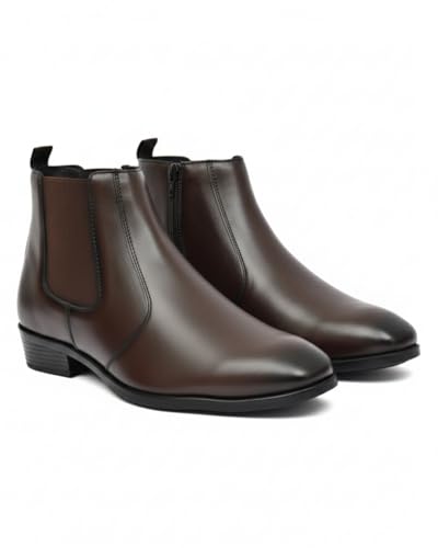 Image of Sleek Toe Chelsea Boots for Men with Side Zip, Classic Office Party Casual Wear, Smooth Finish, Comfortable Fit & Durable Sole for Everyday Styling