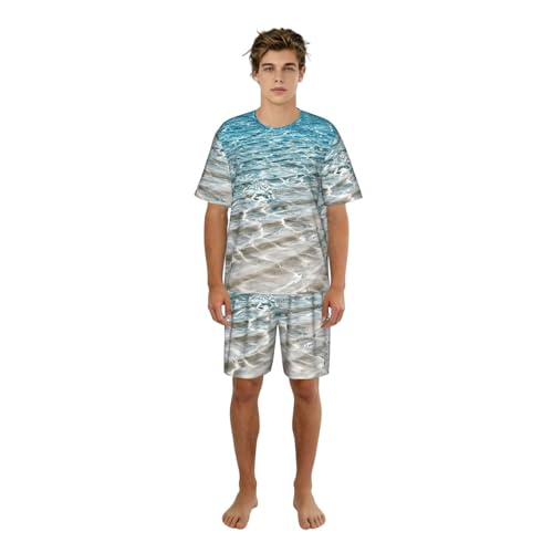 Ensemble pyjama court homme léger respirant avec motif marin imprimé
