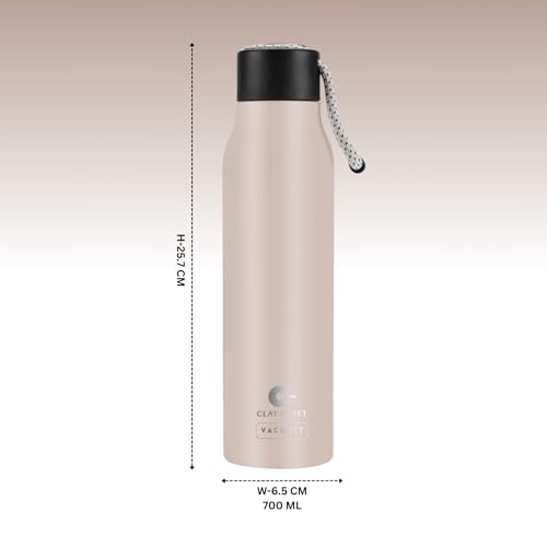 Image of Clay Craft VACBOTT Kitkat Double Walled|18 Hours Hot and 24 Hours Cold Water Bottle Vacuum Insulated Flask Bottle|600ml, 2 Pcs, Water Bottles for School|Home|Gym|BIS Certified|1 Year Limited Warranty