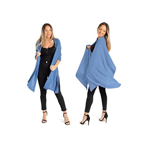 House of Conti Firenze Cashmere blend Stole & Travel Wrap Light Blue, Large - Made in Italy Cover