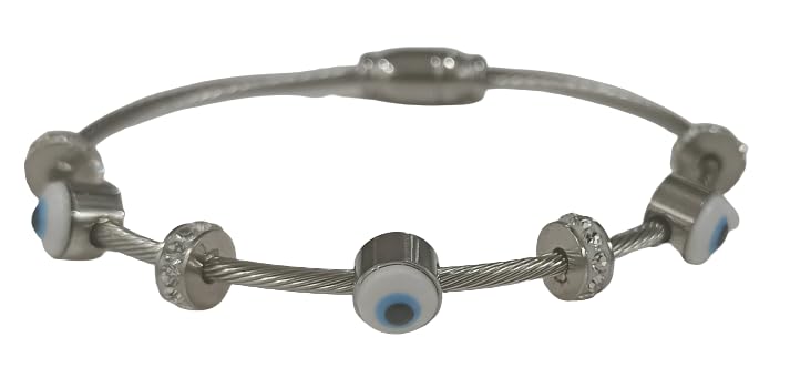 V FASHION JEWELLERY Stylish Evil Eye Stainless Steel Silver-Color Bracelet/Kada Women & Girls (B0CCYS6GD3) Amazon Price History, Amazon Price Tracker