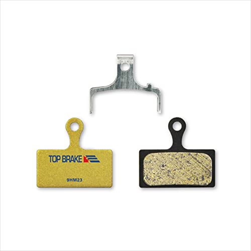 Top Brake Pastillas de Freno de Disco Bicicleta para Shimano XTR M9000/9020/985/987,Deore XT M785/M615/6000/8000 Flat Mount, Alfine S7000, SLX M7000/M675, Road CX75 (Premium E+ - Dorado) Cover
