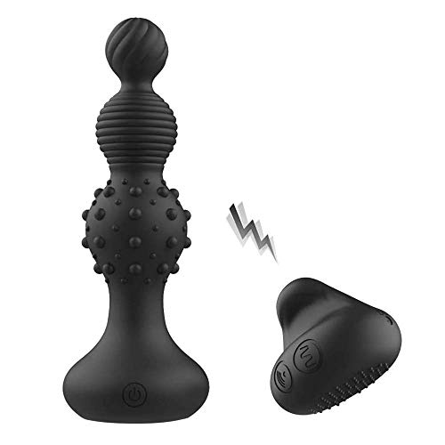 Tracy's Dog Male Anal Vibrator with 3 Silicone Beads for Prostate Massage Stimulation, 10 Vibration Patterns with Remote Control, Rechargeable Anus Sex Toy for Men, Women&Couples