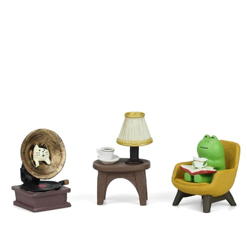 Mevodeata Cute Mini Frog Figurine with Small Sofa Resin Frog Figure for Office Home Decor - Cute Frog Gift for Frog Lovers
