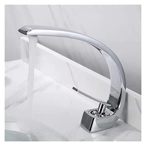 Grifo de lavabo de latón con salida de cascada elegante de baño 4