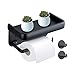 Haggt Porta Carta Igienica Adesivo con 2 Ganci, Portarotolo Carta Igienica da Parete per Bagno e Toilette (Nero)