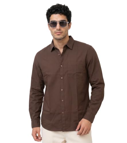 Image of Amazon Brand - INKAST Men Solid Cotton Shirt | Casual Wear | Basic Essential Plain Everyday & Office Wear | Full Sleeve | Regular Fit