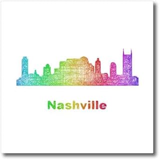 3dRose 8x8 Iron on Heat Transfer for White Material - Rainbow City Skyline of Nashville, Tennessee Zydd - City Skylines