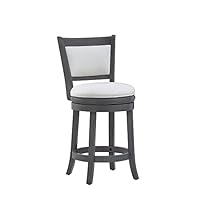 Ball & Cast Upholstered Swivel Counter Stools Kitchen Bar Stools 24" Seat Height Wooden Stool Chair, Cream White Set of 1