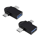 Le convertisseur OTG 2 en 1 USB A 3.0 mâle prend en charge un taux de transfert maximal de 5 Gbps, ce qui permet vraiment un transfert rapide et stable de fichiers volumineux / images en quelques secondes. Remarque : ne prenez pas en charge deux téléphones pour lire les clés USB en même temps.