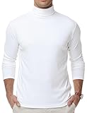 Men's Turtleneck Thermal Tops Long Sleeve Basic Layer Roll Neck Vest Soft Fleece Like Fabric Undershirt White Size M