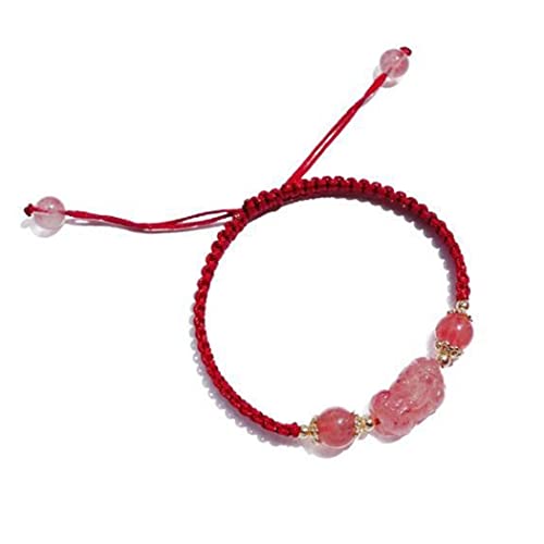 Amulette pour la Bonne Fortune en quartz fraise naturel, le bijou idéal pour vos rituels yoga
