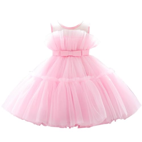 Lito Angels Vestido de dama de honra de casamento vestido de festa elegante para meninas pequenas, preto/verde claro/branco/amarelo/rosa, ROSA, 12-24 meses