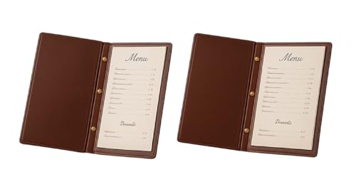 Image of NJ Restaurant Leather Menu Covers Holders screw fitting 9x12 inch Inches, Menu Presenters for Restaurants, Menu Holder: BROWN (2 Pcs.)