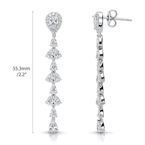 BERRICLE Sterling Silver Teardrop Statement Chunky Dangle Chandelier Earrings for Women, Cubic Zirconia CZ2
