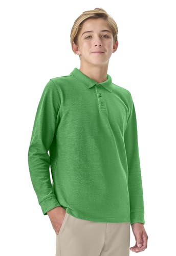 Image of Classroom Uniforms Long Sleeve Pique Polo T-Shirt for Men and Women CR835X, M, SS Kelly Green