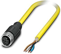 PHOENIX CONTACT SAC-4P-10.0-542/M12FS SH BK - Cable para sensor y actuador (4 pines, apantallado, codificación A, 10 m de longitud, 499,300 g), color amarillo