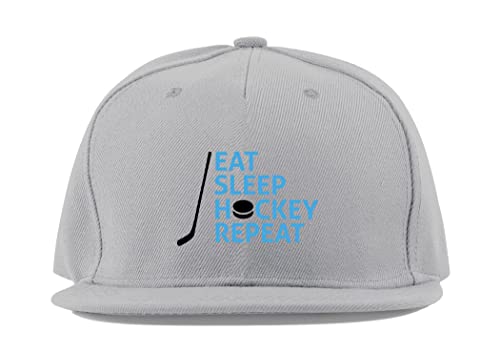 Casquette Eat Sleep Hockey Repeat en coton gris pour les journées à la patinoire