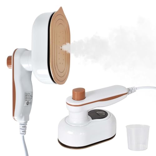 Colexy Plancha de Vapor de Viaje para Ropa, Mini Plancha Portátil a Mano, Vaporizador con Asa Giratoria 180° para Viaje, Hogar y Oficina, Calentamiento Rápido