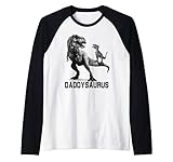 papasaurus t rex dinosaur daddy saurus cool father dad maglia con maniche raglan