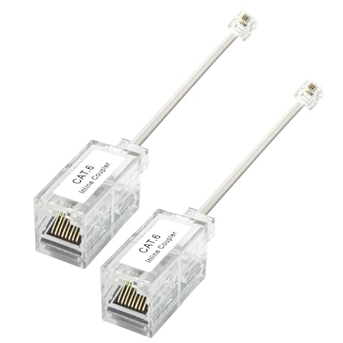 FARLINK RJ11 to RJ45 Adapter, 2-Pack Clear Phone to Ethernet Adapter for DSL Modem Landline Telephone Service