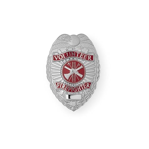 Hero's Pride Durable Volunteer Firefighter Badge - Silver Finish with