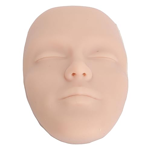 Silicone Makeup Mannequin Face Easy To Use, Reusable, Portable, Complete Makeup Brush Set, Training Experience for Practice Face, Eye, Eyebrow, Lip Makeup (Medium Skin Color)