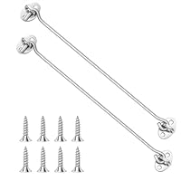 kwinfei 2 Stück Edelstahl Kabinenhaken mit Öse 30 cm, Robuste Sturmhaken aus Edelstahl für Türen & Rollläden, Tür-/Tor-Absicherung, inkl. Schrauben & Ösen, als Sturmhaken für Haus und Garten