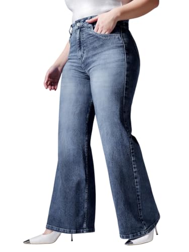 Image of Miss Chase A+ Women's Wide-Leg High Rise Regular Length Stretchable Denim Jeans