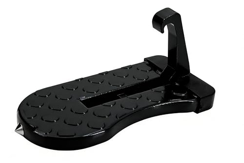 Car Door Step with Roof Rack Mount,Non-Slip Surface,Aircraft-Grade Aluminum, 6.2-inch Platform,Featuring a Glass Breaker,Max Load 400 lbs, Black