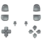 eXtremeRate Replacement D-pad R1 L1 R2 L2 Triggers Share Options Face Buttons, Metallic Steel Gray Full Set Buttons Compatible with ps5 Controller BDM-010