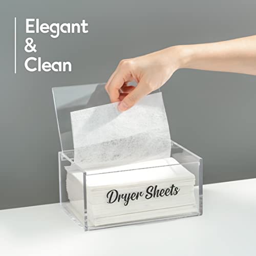 Lifelaza Acrylic Dryer Sheet Dispenser With Hinged Lid, Clear Dryer Sheet Holder For Fabric Softener Sheets, Transparent Container Storage Box For Laundry Room Decor #TOP7