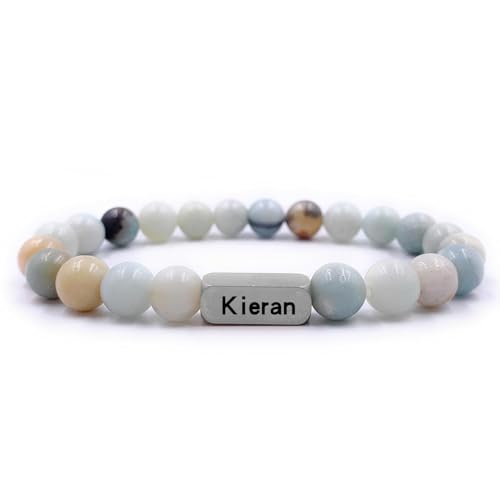 Custom Laser Engraved Gemstone Bracelet – Personalized Natural Map Jasper Beads, Healing Energy Jewelry with Name, Date or Message, Handmade Gift for Men & Women