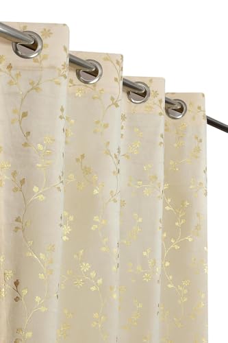 Image of Velvet Room Darkening Window Curtain 5 Feet, Golden Foil Print
