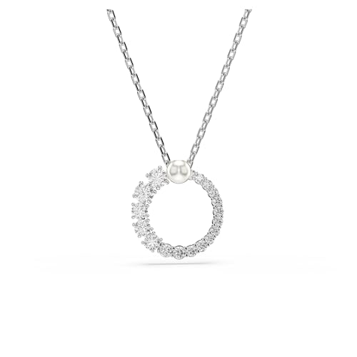 Swarovski Matrix Pendant, Earrings, Bracelet, Crystal Pearl, Round Cut Clear Crystals, Rhodium and Rose Gold-Tone Finishes