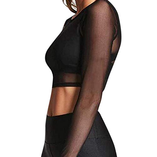 BIBOKAOKE Chemisier élégant pour Femme Top Sexy à Manches Longues en Maille pour Femmes Crop Sexy Blouse Tops Sheer Women's Blouse Sweat Shirt Femmes Cover