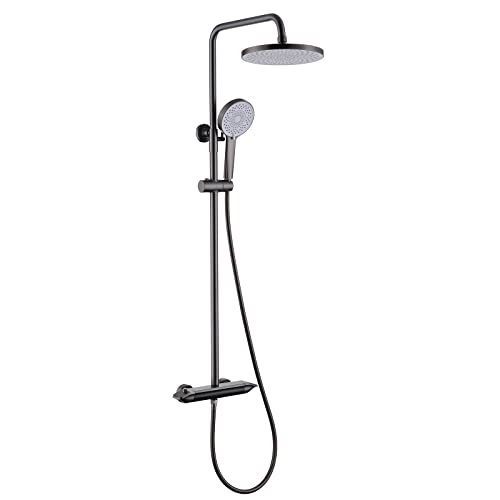 Système de douche thermostatique anti-brûlure gris pistolet à triple fonction