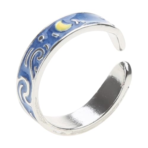 XITEA Anneaux d'ouverture romantiques réglables Van Gogh Starry pour femmes, Métal